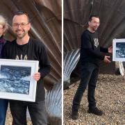 The original artwork was presented to the delighted winners on Aldeburgh beach.