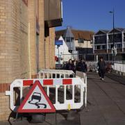 A barrier was put in front of the damaged building