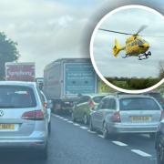 A woman was airlifted to hospital after an incident on the A12