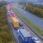 There are severe delays on the A14 this morning