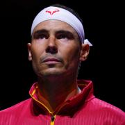 Rafael Nadal wells up during the Spanish national anthem (Manu Fernandez/AP)