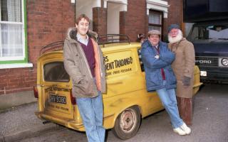 Rodney, Del Boy and Uncle Albert in Ipswich in 1987