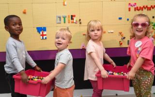 Emmanuel, Archie, Rowan and Oliwia enjoy the Lego exhibition