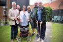 Woodbridge mayor Eamonn ONolan with residents of Mussidan Place Picture: JAMIE HONEYWOOD