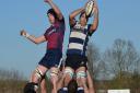 Chelmsford win a line-out in their defeat against Sudbury. Picture: CHELMSFORD RUGBY CLUB