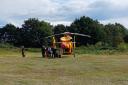 An air ambulance landed in Martlesham Heath earlier today