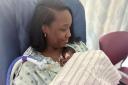NaKeya Haywood holding six-month-old Nyla Brooke Haywood at Silver Cross Hospital in New Lenox, Illinois (NaKeya Haywood via AP)