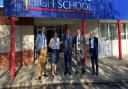 Dr Dan Poulter, Stradbroke head teacher Karen Millar, Education Secretary Nadhim Zahawi, Jonathan Taylor from the Sapentia Education Trust and county councillor Rachel Hood, cabinet member for young people.