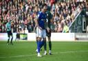 Macauley Bonne tries to wind the travelling supporters up at Home Park.