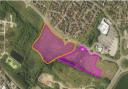 Land off Gun Cotton Way in Stowmarket, where plans to develop 141 homes have been lodged