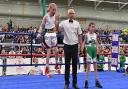 Suffolk boxer Ellie Mateer, left, celebrates a victory. Picture: ANDY/SAM CHUBB