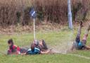 Anwar Bouilouta scores for Wymondham in their wet win over Woodbridge. Picture: SIMON BALLARD