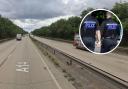 A man has been arrested after a video showing the scene of a fatal collision on the A14 was posted on social media.