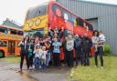 Children welcome new Ipswich playbus, Dennis, so that beloved playbus Maggie can enjoy a well-earned rest. Image: Charlotte Bond