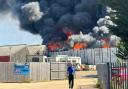 A huge fire has been spotted at a recycling centre near Ipswich