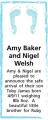 Amy Baker and Nigel Welsh