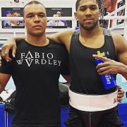 Ipswich's English heavyweight champion Fabio Wardley, left, after sparring with world champion Anthony Joshua in Sheffield Picture: FABIO WARDLEY