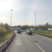 A fire has broken out at the Copdock Interchange on the southbound carriageway of the A12