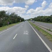 There are long delays on the A14 near Ipswich after a single-vehicle crash