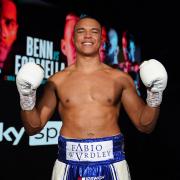 Suffolk's Fabio Wardley celebrates his second round KO of Richard Lartey at Wembley Arena. Picture: DAVE THOMPSON