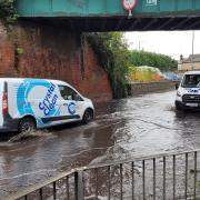 Wherstead Road was flooded at the rail bridge, causing delays of at least 20 minutes