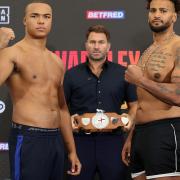 Ipswich's Fabio Wardley, left, defends his English heavyweight title against Nick Webb at Matchroom Fight Camp tonight