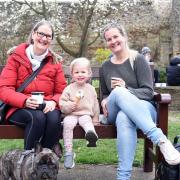 Friends and family have enjoyed getting back out following the easing of restrictions. Elaine Robinson, Orla White and Jess White with Winston the dog at Abbey Gardens in Bury St Edmunds.