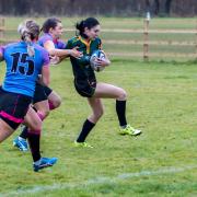 Steph Durrant opens the scoring for Bury in their win at Woodbridge. Picture: SIMON BALLARD