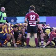 Ipswich YM, left, and Hadleigh scrum down. Picture: DEBBIE TAYLOR