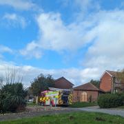 Firefighters are tackling a blaze in Felixstowe