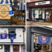 Shop fronts in Ipswich have been decorated in blue ahead of Town's big game this weekend