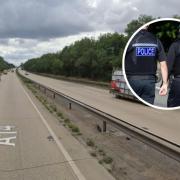 A man has been arrested after a video showing the scene of a fatal collision on the A14 was posted on social media.