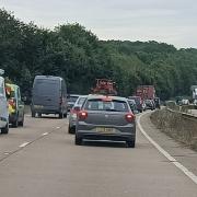 Drivers are facing delays on the A14 this morning