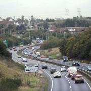 The A12 near Copdock, approaching the Copdock Interchange (file image)