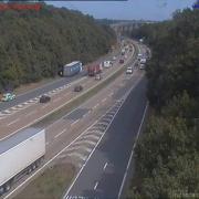 Traffic built up on the A14