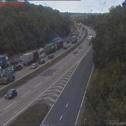 There are currently delays on the A14 at the Orwell Bridge after a lorry broke down