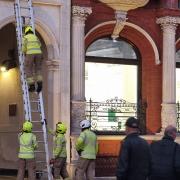 A trapped pigeon was rescued by fire crews in Ipswich.