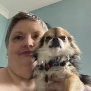 Sarah Moore, 55, with rescued ‘chow mien Chihuahua’ Bella