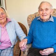 Jimmy Mayhew, of Chelmondiston, with his wife of over 70 years, Janice.