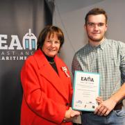 The East Anglian Maritime Awards at Levington Marina. Max Fleming pictured with Lady Clare