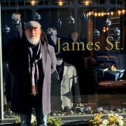 Mark James Hubert outside his new menswear shop James St Peters in Ipswich