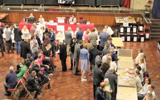 The count under way at Ipswich Corn Exchange - Labour had a good night by turnout was down.