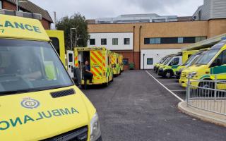 A number of ambulances were seen outside the new A&E block at Ipswich Hospital on Monday afternoon